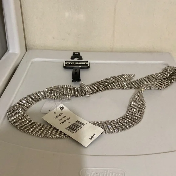 Steve Madden silver chain metal rhinestone belt Steve Madden Women main image 4